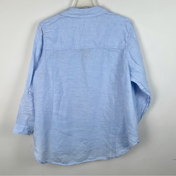 Sigrid Olsen 100% Linen Chambray Button Down Shirt 2X Coastal Nautical Layer - Picture 6 of 8